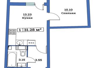 Продается однокомнатная квартира, 31.28 м2, Мурино, Екатерининская улица, 30, ЖК Авиатор