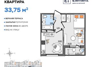 Продажа 1-комнатной квартиры, 33.75 м2, Ульяновск, Сиреневый проезд, 8
