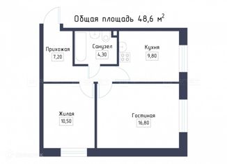 Двухкомнатная квартира на продажу, 48.6 м2, Казань, Тэцевская улица, 4, ЖК Острова