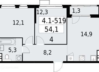 Продаю 2-комнатную квартиру, 54.1 м2, Москва, метро Бунинская аллея