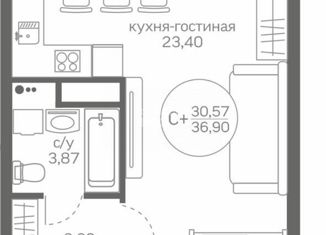 Продажа квартиры студии, 30.57 м2, Тюменская область, улица Александра Пушкина, 16