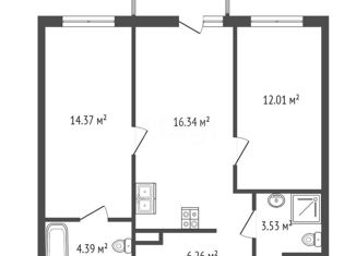 Продам 2-комнатную квартиру, 57.2 м2, Санкт-Петербург, метро Лесная, Белоостровская улица, 10к2