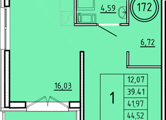 Продается 1-комнатная квартира, 39.41 м2, посёлок Шушары, Образцовая улица, 6к2