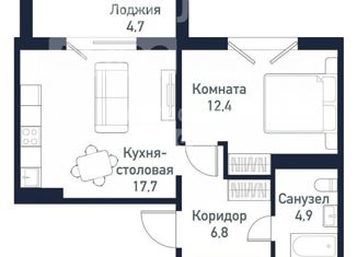 Продажа 1-ком. квартиры, 41.7 м2, Челябинская область, улица имени Младшего Сержанта Сухарева, 2