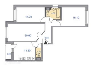 Продаю трехкомнатную квартиру, 82.6 м2, Санкт-Петербург, улица Кустодиева, 3к1, ЖК Поэт