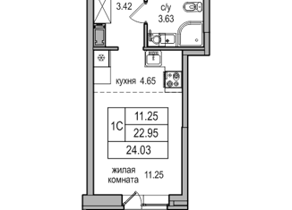 Квартира на продажу студия, 24.1 м2, Санкт-Петербург, Толубеевский проезд, 34к2