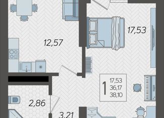 Продажа 1-комнатной квартиры, 38.1 м2, Сочи, микрорайон Бытха, Ясногорская улица, 16/2к1