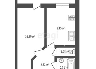 1-комнатная квартира на продажу, 34 м2, Тюменская область, улица Щербакова, 150к2