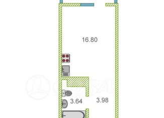 Продается квартира студия, 24.4 м2, Тюмень, улица Вице-адмирала Воронцова, 5, ЖК Первая линия. Гавань