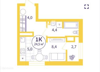 Квартира на продажу студия, 21.8 м2, Екатеринбург, улица Щербакова, 76