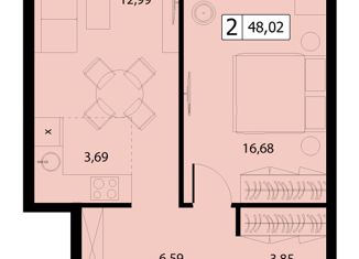 Двухкомнатная квартира на продажу, 48.02 м2, Москва, станция Стрешнево, Большой Волоколамский проезд, вл23