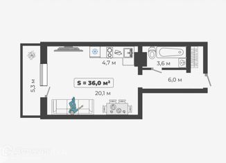 Продаю квартиру студию, 36 м2, Абакан, улица Богдана Хмельницкого, 250