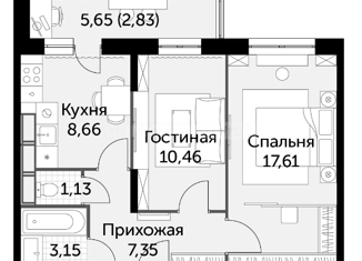 Продаю 2-ком. квартиру, 51.3 м2, Калуга, Солнечный бульвар, 18, ЖК Молодёжный