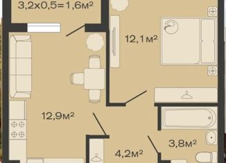 Продается 1-комнатная квартира, 34.6 м2, станица Марьянская, Степная улица, 5