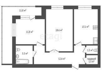 Продается 2-ком. квартира, 64.2 м2, Тюмень, улица 50 лет Октября, 75к4