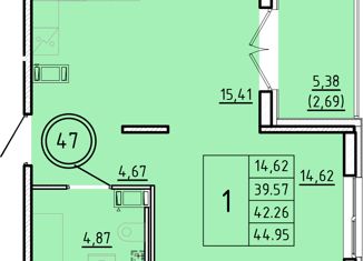 Продаю однокомнатную квартиру, 39.57 м2, посёлок Шушары, Образцовая улица, 6к3, ЖК Образцовый Квартал 8