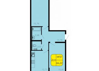 Продается 2-комнатная квартира, 64.22 м2, село Фрунзе, улица Мира, 27А