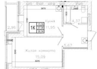 Продам однокомнатную квартиру, 38 м2, Новосибирск, 1-я Шоссейная улица, 62, ЖК На Шоссейной