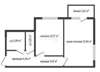 Продам 1-комнатную квартиру, 38.4 м2, Краснодар, улица Автолюбителей, 1Дк3, ЖК Парусная Регата