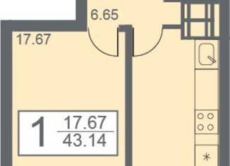 Продам 1-ком. квартиру, 43.14 м2, село Засечное, Прибрежный бульвар, 1с6, ЖК Созвездие