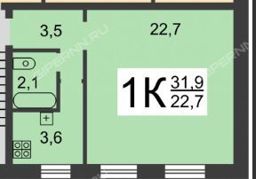 Продажа 2-комнатной квартиры, 31.9 м2, Нижегородская область, Московское шоссе, 330