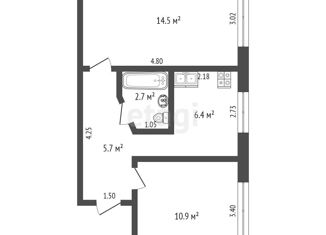 Продам двухкомнатную квартиру, 40.2 м2, Тюменская область, 3-й микрорайон, 5