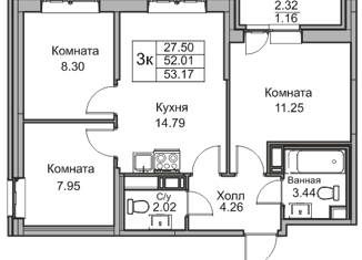 Продам 3-комнатную квартиру, 27.5 м2, Санкт-Петербург, Ивинская улица, 9, муниципальный округ Лахта-Ольгино