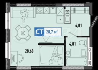 Продается квартира студия, 29 м2, Тюмень, улица Александра Федоровича, 6, ЖК Мозаика Парк