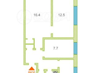 Продам 3-комнатную квартиру, 52.2 м2, Тюменская область, Центральная улица, 24