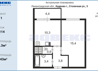 Продам 1-ком. квартиру, 33.3 м2, Кудрово, Столичная улица, 2, ЖК Лондон