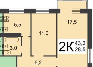 Продам 2-комнатную квартиру, 45 м2, Нижний Новгород, улица Героя Юрия Смирнова, 61, улица Героя Юрия Смирнова