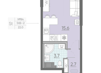 Продам квартиру студию, 21.9 м2, Санкт-Петербург, метро Елизаровская