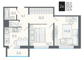 Продам 2-комнатную квартиру, 59.1 м2, Новосибирск, Каспийская улица, 1, Каспийская улица