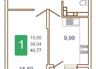 Продается однокомнатная квартира, 42.2 м2, Краснодар, улица Кирилла Россинского, 3/1, улица Кирилла Россинского