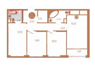 Продается 4-комнатная квартира, 72.23 м2, село Дядьково, 2-й Бульварный проезд, 3