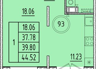 Продам 1-ком. квартиру, 37.78 м2, посёлок Шушары, Образцовая улица, 6к3, ЖК Образцовый Квартал 8