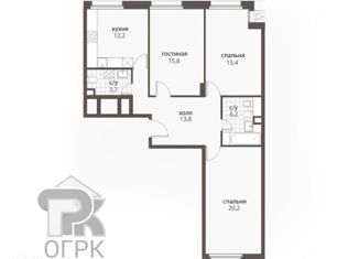 Трехкомнатная квартира на продажу, 86.1 м2, деревня Румянцево, Садовая улица, 12А