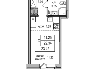 Квартира на продажу студия, 23.6 м2, Санкт-Петербург, Толубеевский проезд, 34к2