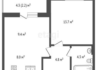 1-ком. квартира на продажу, 40 м2, Тюмень, улица Фармана Салманова, 16, ЖК Интеллект Квартал