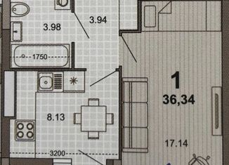1-комнатная квартира на продажу, 33.19 м2, Рязань, ЖК Паруса