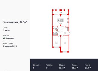 Продам 2-комнатную квартиру, 83.2 м2, Санкт-Петербург, Манчестерская улица, 5к1, метро Удельная