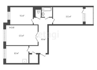 Продается трехкомнатная квартира, 63.3 м2, Красноярск, улица Юности, 16