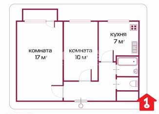 Продаю 2-комнатную квартиру, 44.2 м2, Омская область, улица Ватутина, 4