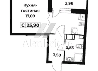 Продается 1-комнатная квартира, 25.9 м2, Мурино, ЖК Авиатор
