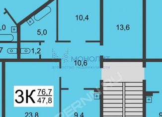 Продается трехкомнатная квартира, 76.8 м2, Нижний Новгород, Ильинская улица, 132/26, Ильинская улица