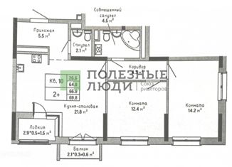 Продаю 2-комнатную квартиру, 65 м2, Ижевск, улица имени В.С. Тарасова, 7, ЖК Новый Город