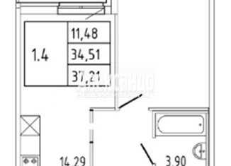 Продам 1-комнатную квартиру, 34.6 м2, посёлок Парголово, Михайловская дорога, 16к3