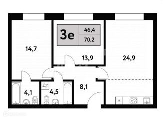 Продажа 3-комнатной квартиры, 70.2 м2, Москва, Фестивальная улица, 29, ЖК Фестиваль Парк