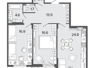 Продажа 2-комнатной квартиры, 81 м2, Санкт-Петербург, 11-я Красноармейская улица, 11, 11-я Красноармейская улица