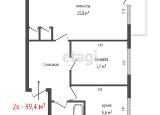 Продаю двухкомнатную квартиру, 39.4 м2, Екатеринбург, Восточная улица, 78